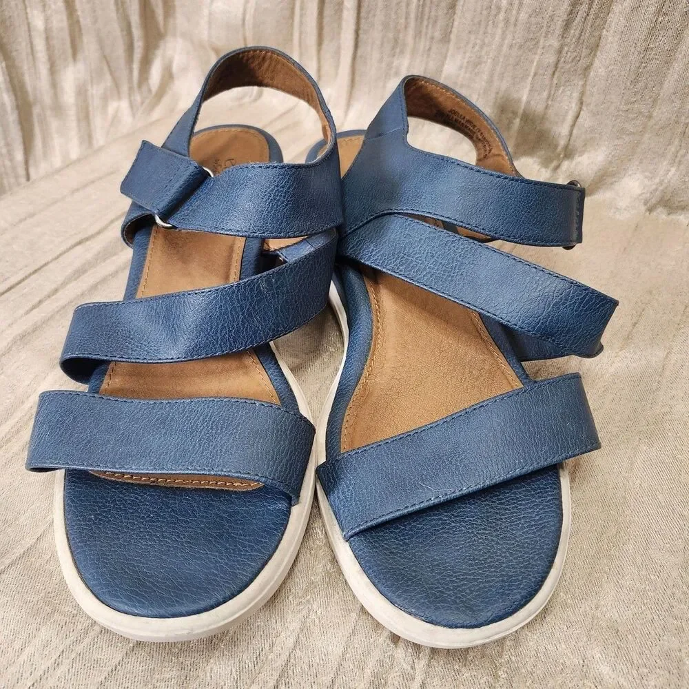 Eurosoft Joella Comfort Sandals Adjustable Straps Blue Size 9 Walking Cushioned